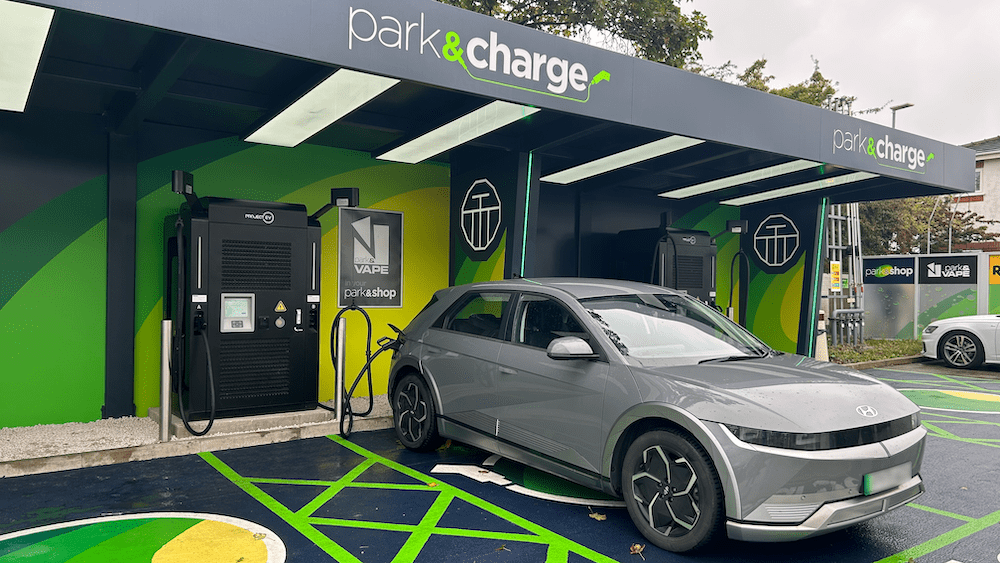 EV charging hub with vehicle charging